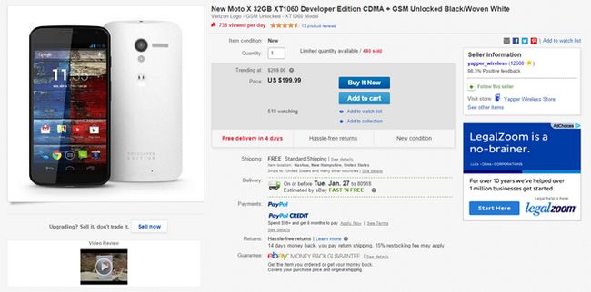 Fotografía - [Offre Alerte] Grab A New Verizon Moto X (2013) Developer Edition Pour 200 $ sur eBay